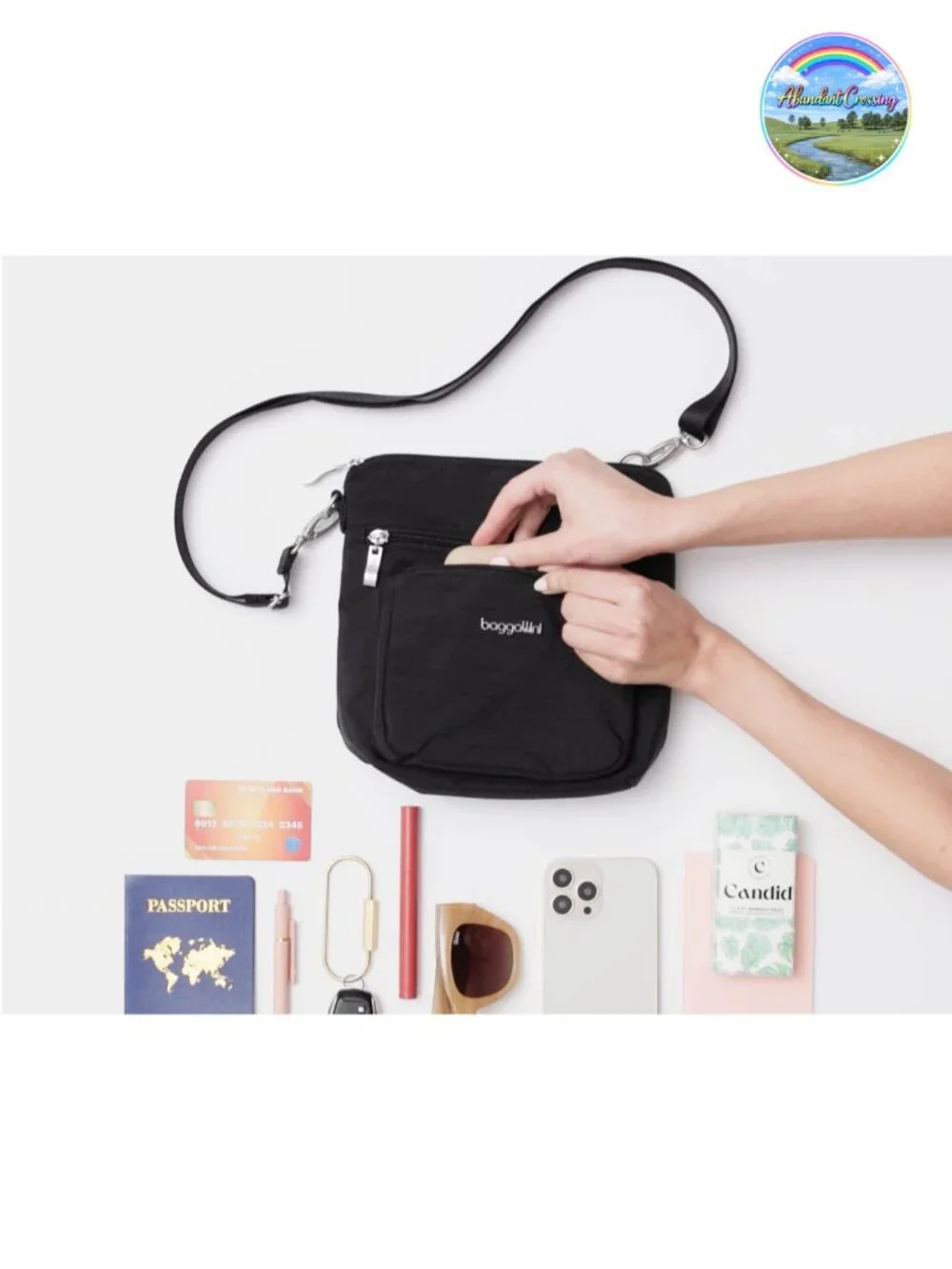 Nylon RFID-Blocking Adjustable Strap Water-Resistant Crossbody Purse